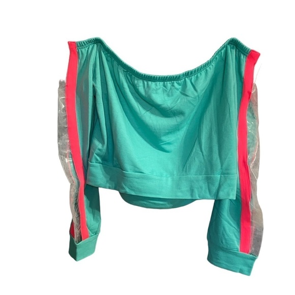 Off Shoulder Pink Strip Sweater Top - Picture 6 of 8